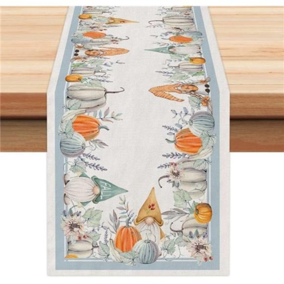 Table Runner 13x72 Inch, Pumpkins Table Decoration Kitchen Dinning Thanksgiving - Picture 6 of 6